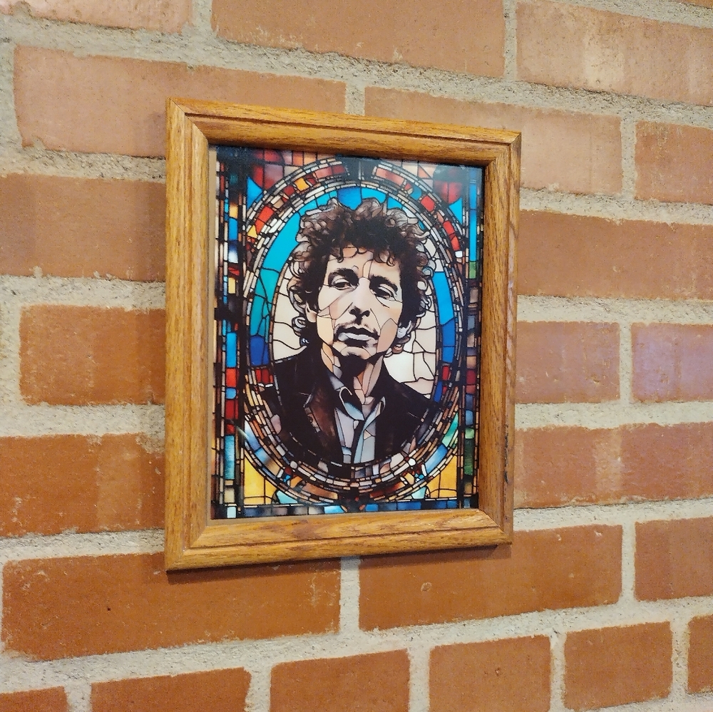 Bob Dylan Stained Glass Style Framed Art Print By Neon Nicho